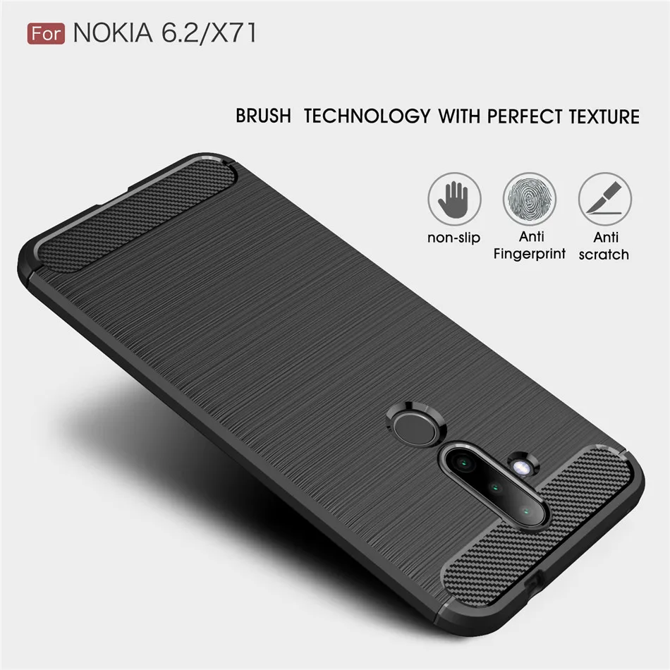 Silicone Case For Nokia 6.1 Plus X6 6 6.2 ShockProof Fitted Carbon Fiber TPU Phone Cover | Мобильные телефоны и