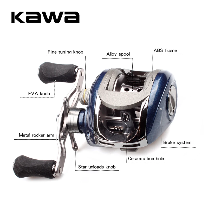

Kawa Fishing Reel Casting Reel BC100 Model Gear Ratio 5.1 :1 Aluminum Spool Magnetic Brake EVA Knob 218g Max Drag 4.5KG