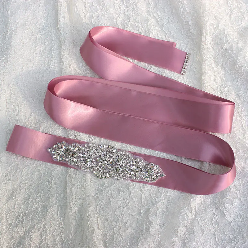 Nude Pink Kyunovia 12 видов цветов кристалл и жемчуг на свадьбу свадебный пояс-кушак Пояс невесты свадебное платье с поясом ремень платье подружки невесты пояс индивидуальный пояс FB24 - Цвет: Nude Pink