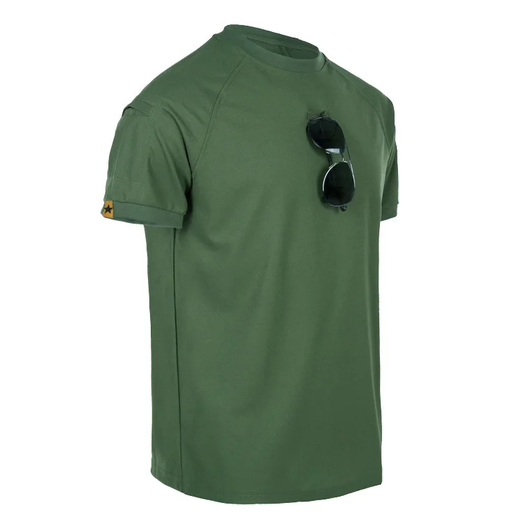 O-neck Green Открытый для мужчин фитнес восхождение быстро сухой нагрудные спортивные топы лето обучение пеший Туризм езда свободные дышащие тактические большой размер футболка - Цвет: O-neck Green