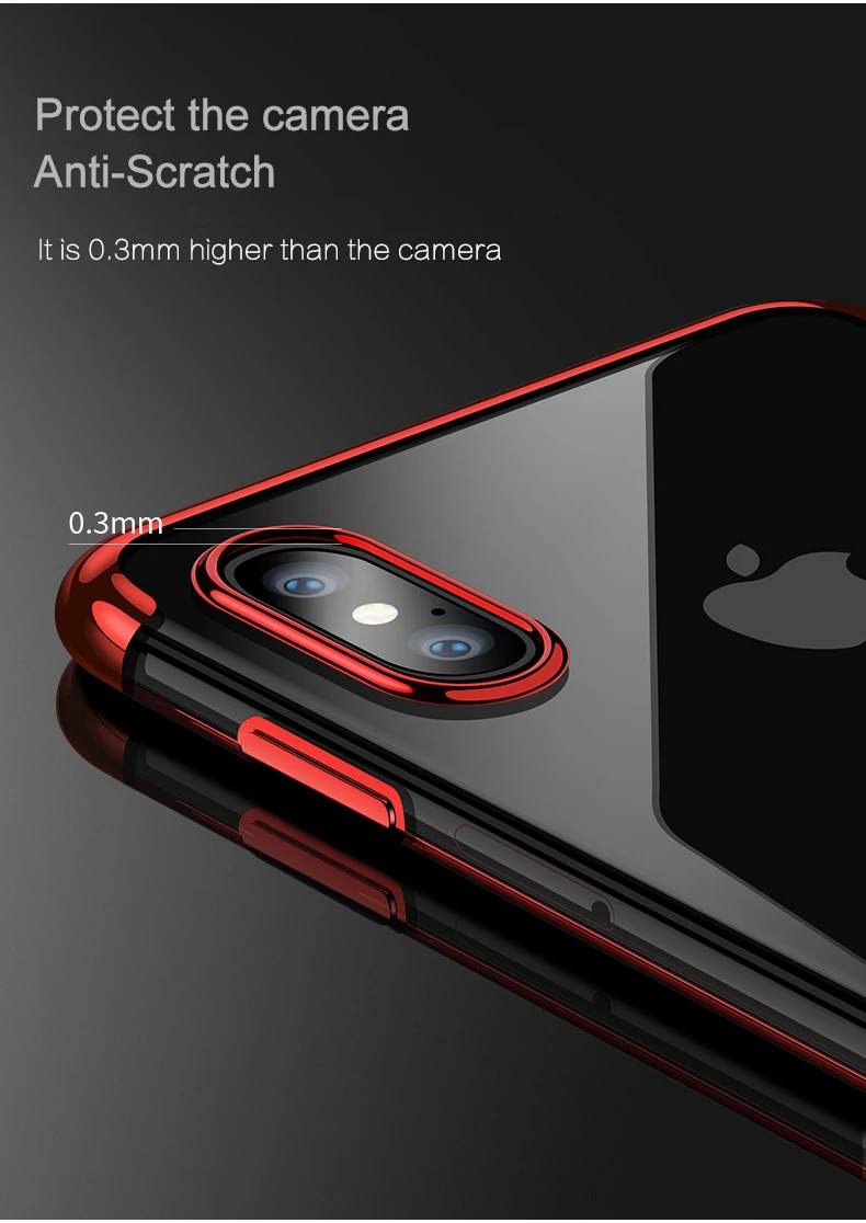 Роскошный прозрачный чехол для iPhone X XS Max XR ультратонкий Блестящий Мягкий из ТПУ с