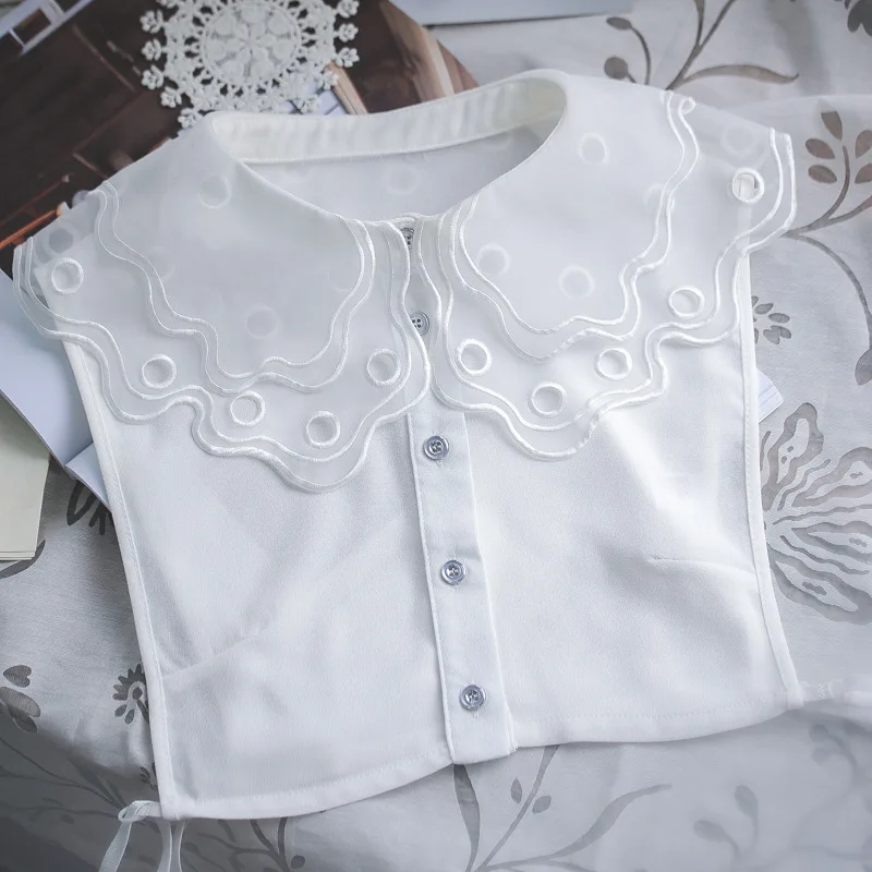 Новая Коллекция рубашка с фальшивым воротником Элегантная вышивка блуза