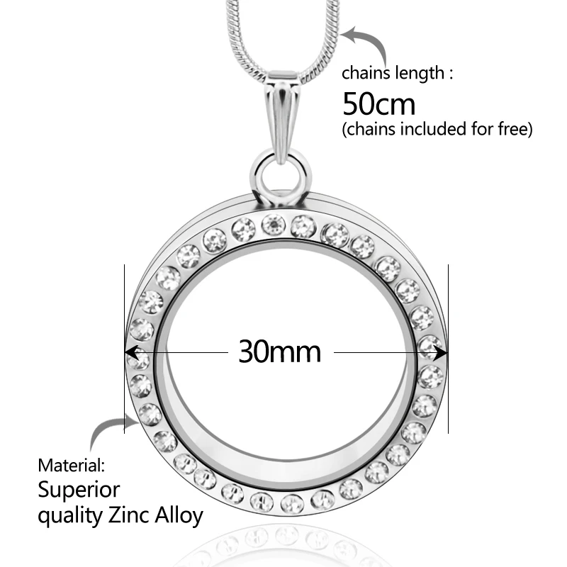 Diylocket Новинка 30 мм 4 цвета Круглый Магнитный стеклянный плавающий медальон pandent