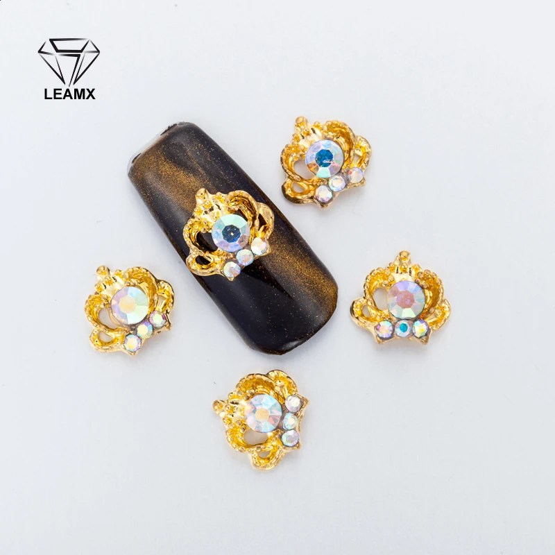 

10Pcs/bag 3D Nail Decoration Sticker Decorations Metal Big Crown Big Diamond Rhinestones Nails Charms Diamonds Manicure Decor