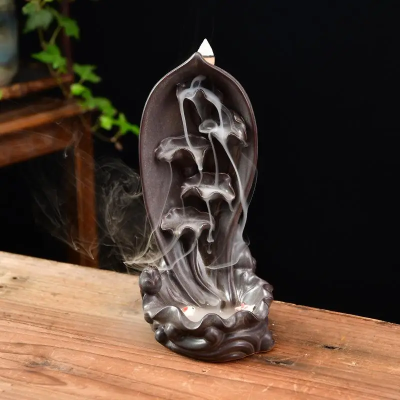 Creativity Fruit Shape Incense Burner Apple Pear Waterfall Ceramic Retro Lotus Vase Stick Holder Decro | Дом и сад