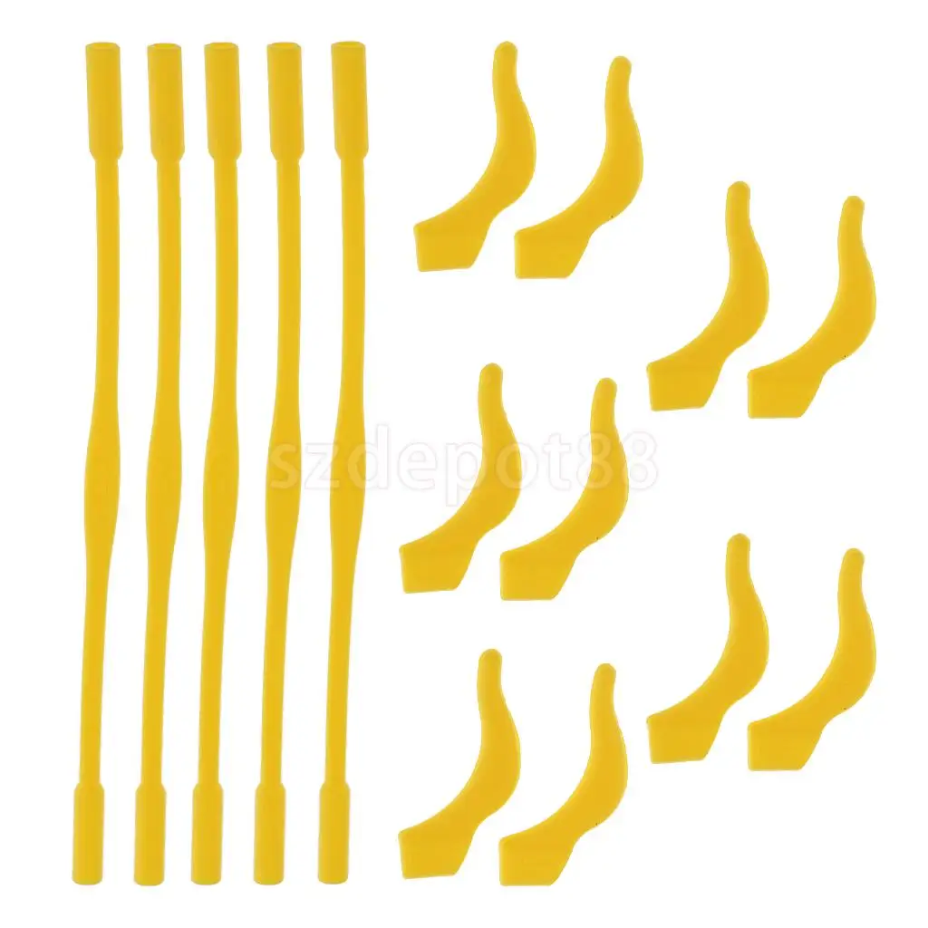 Yellow 5 шт. Нескользящие Детские Силиконовые глазные стеклянные ремешки для очков стекло для чтения солнцезащитное стекло es шейный шнур цепь с держателем для ушей - Цвет: Yellow