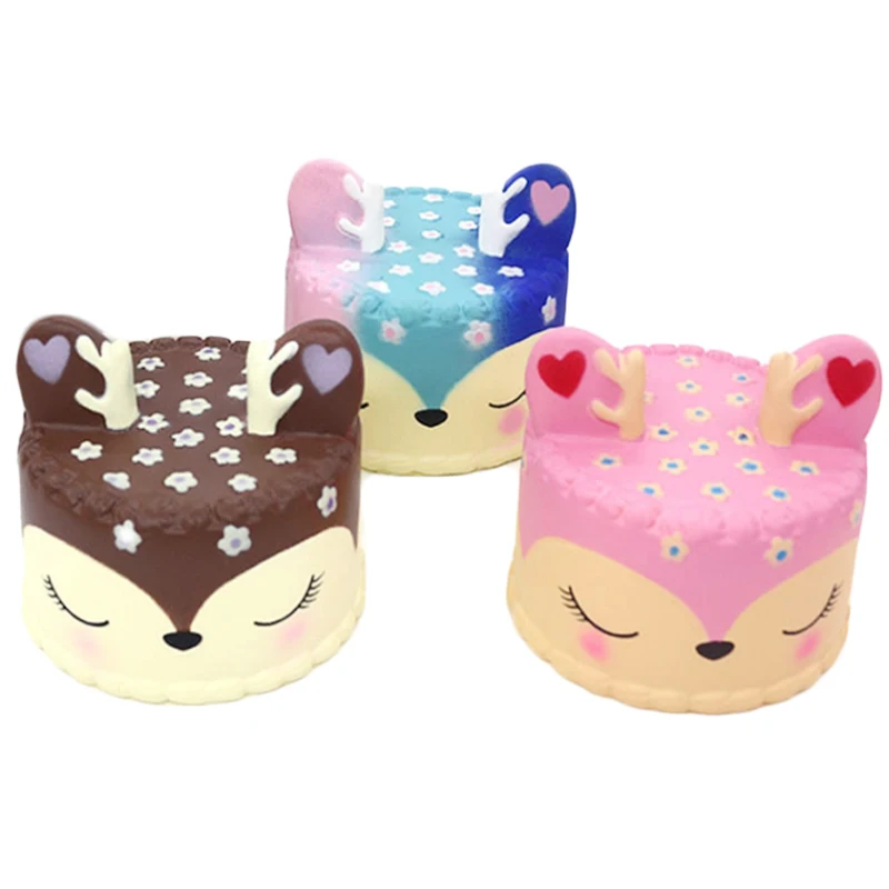 Jumbo Kawaii красочный олень торт мягкое моделирование медленно поднимающийся сладкий ароматизированный мягкий сжимается Игрушка снятие стресса развлечение для ребенка подарок