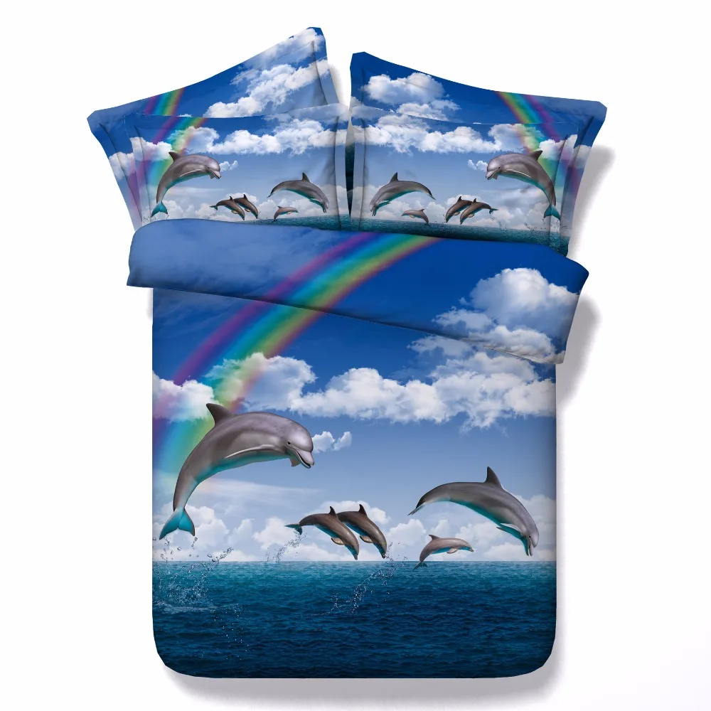 Комплект постельного белья из 4 предметов комплект с 3d-рисунком океана Дельфина