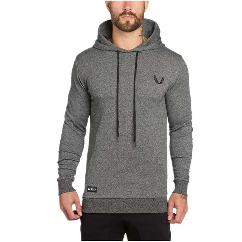 Модные для мужчин тренажерные залы Твердые цвета Hoodies Осень Зима Повседневное фитнес уличная хип хоп костюмы пуловер Кофты