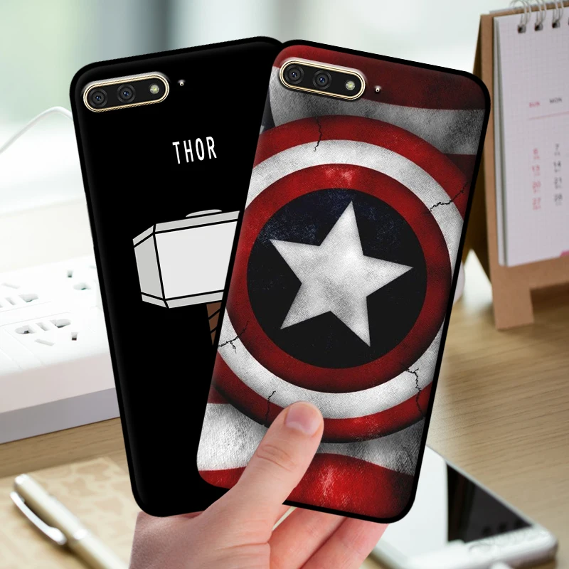 mosirui for Huawei y6 prime 2018 case Silicone Cover soft shell Back in fitted Marvel Comics Spider Iron Thor |
