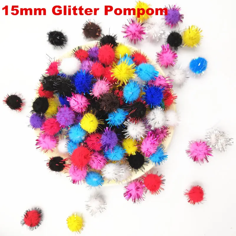 Glitter 15MM 20g 10/15/20/25/30 мм в диаметре, различные Цвет блеск мишуры Pom DIY куклы ремесло к требованиям заказчика; сверкающие; шарик-помпон, свадьбы, рождества, украшение для альбома 20g - Цвет: Glitter 15MM 20g