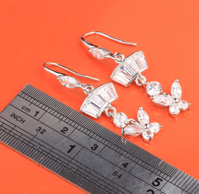 Бабочка белый кубического циркония прозрачные камни 925 серебро Модные украшения