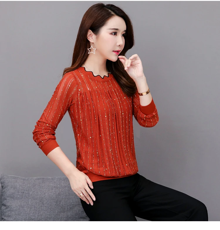 Dingaozlz M-3XL,, осенняя женская рубашка, плюс размер, сетчатые топы, blusas femininas, Элегантная блузка с принтом