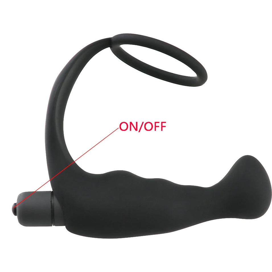 CamaTech силиконовый анальный вибратор массажер простаты с кольцом 10 Вибратор на