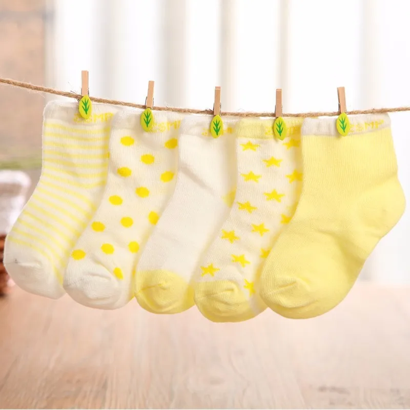 5 Pair Yellow 5 пар/лот, летние тонкие сетчатые носки для маленьких девочек, хлопковые носки для новорожденных мальчиков, одежда для малышей, аксессуары, детские носки - Цвет: 5 Pair Yellow