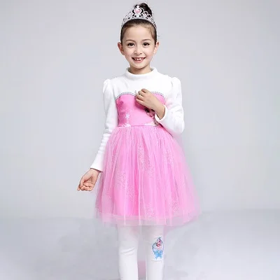 thick pink Платье Эльзы для девочек; костюмы для детей; платье Снежной Королевы для костюмированной вечеринки; платье принцессы Анны; Детские праздничные платья; fantasia vestidos - Цвет: thick pink