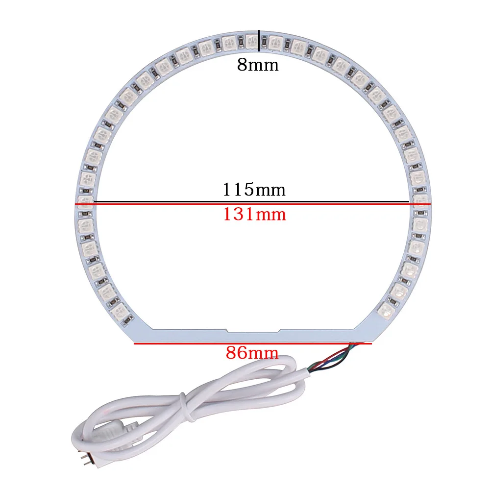 Набор фар для BMW E36 E46 E39 E38 3 5 7 серий 4х 131мм 5050SMD многоцветные RGB с ангельскими