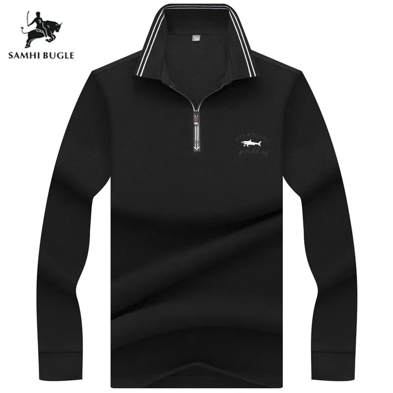Мужская хлопковая рубашка поло с длинным рукавом и 3D вышивкой 2019|Поло| |