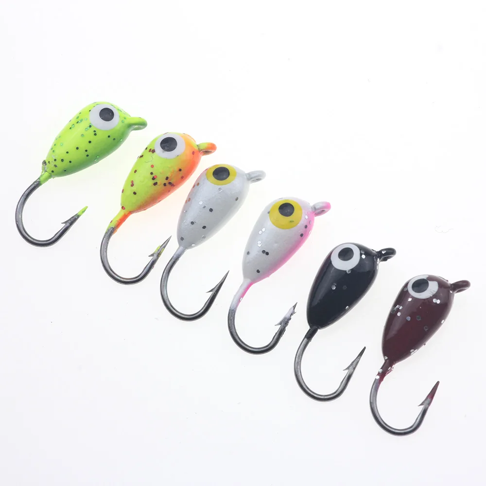 

Rompin 6PCS/Lot Winter Ice Fishing Hook Lure Quality Mini Metal Bait Fish 1.8cm 2.3g Lead Head Hook Bait Jigging Fishing Tackle