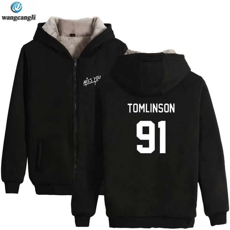 One Direction Луи Томлинсон зимняя толстовка флисовая теплая куртка утепленное пальто Miss You Толстовка с принтом одежда унисекс