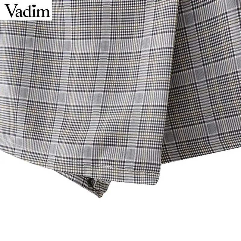 Vadim Женская винтажная клетчатая юбка шорты faldas mujer пуговицы линия Ретро Базовая
