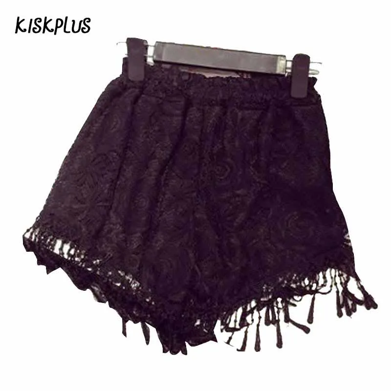 KISKPLUS Женщины Шорты-Корейская Мода Лето Простой Отдыха Диких Цвет Кружева Крючком