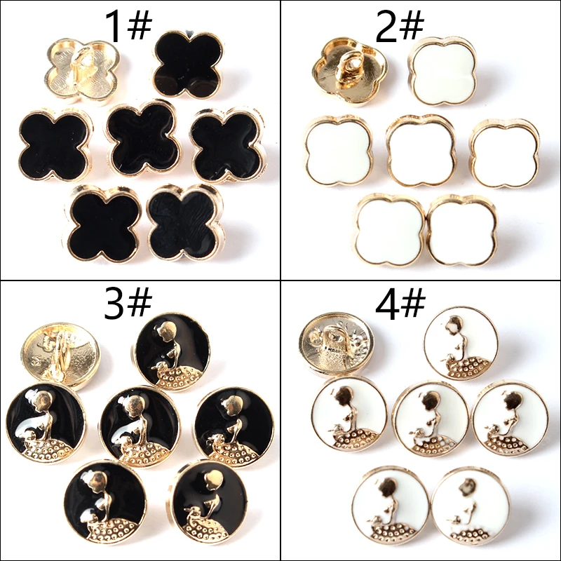 20Pcs/lot 11-12.5mm high-grade round button black gold white metal button men and women shirt clothes decorative buttons C086