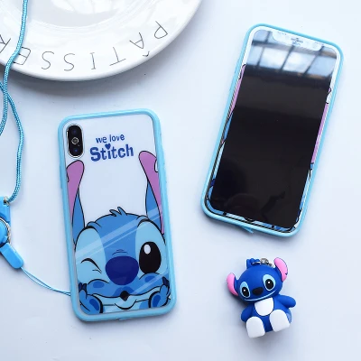 Чехол для iPhone X stitch+ Переднее закаленное стекло для iPhone 8, 7, 6, 6s plus, прозрачный чехол 360, полная защита xsmax XR, 3D игрушечный ремешок - Цвет: we love