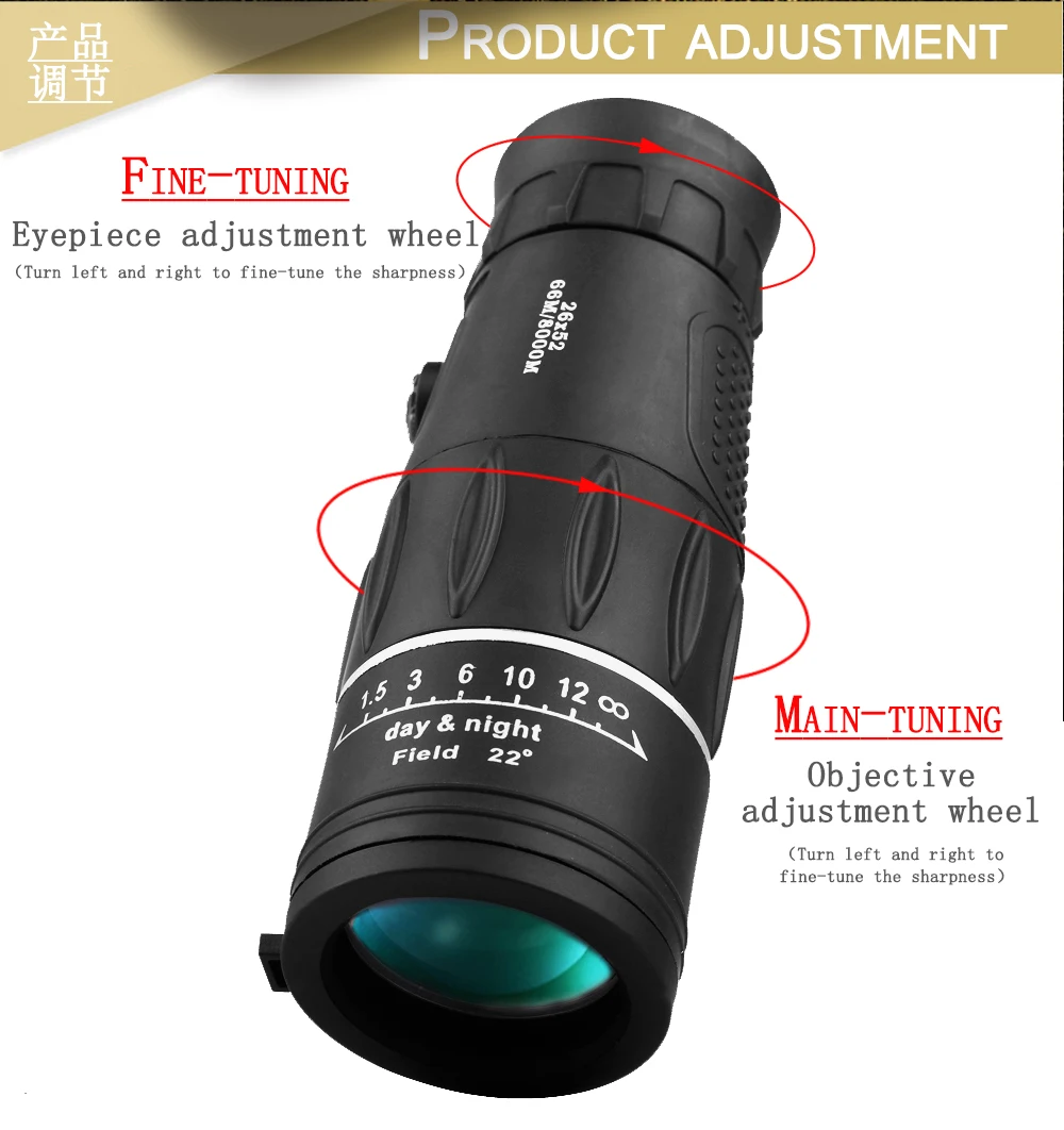 Ledarnell 26X52 High Power Binocular Monocular Telescope FMC Multilayer Coating HD Wide Angle Low Light Vision | Инструменты