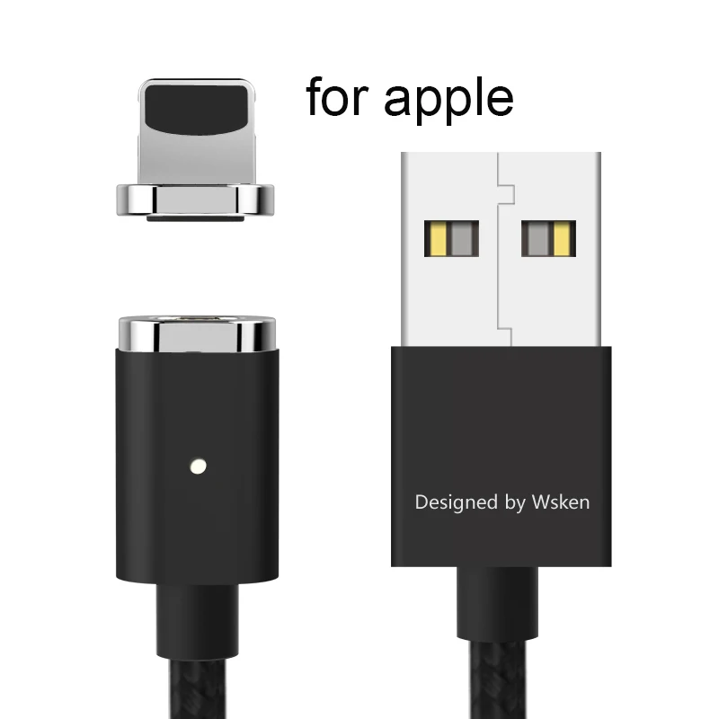 for apple cable WSKEN Магнитный зарядный кабель Micro usb type c USB C Быстрая зарядка данных для samsung S9 S8 huawei xiaomi для iPhone кабель type-C - Цвет: for apple cable