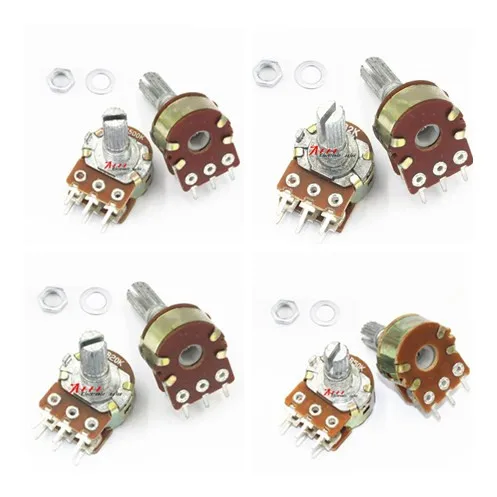 5pcs WH148 Linear Potentiometer 15mm Shaft With Nuts And Washers 3pin B1K B2K B5K B10K B20K B50K B100K B250K B500K B1M | Электронные