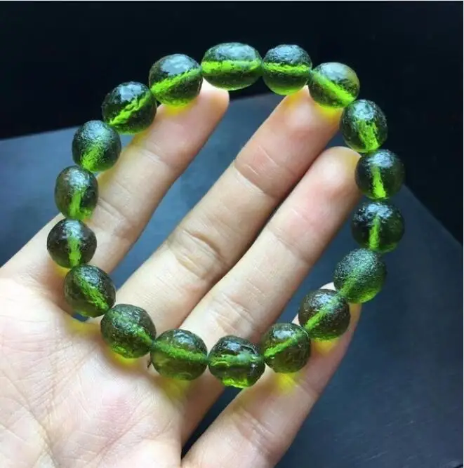 Изысканные ювелирные изделия 10 мм зеленый драгоценный камень молдавит метеорит