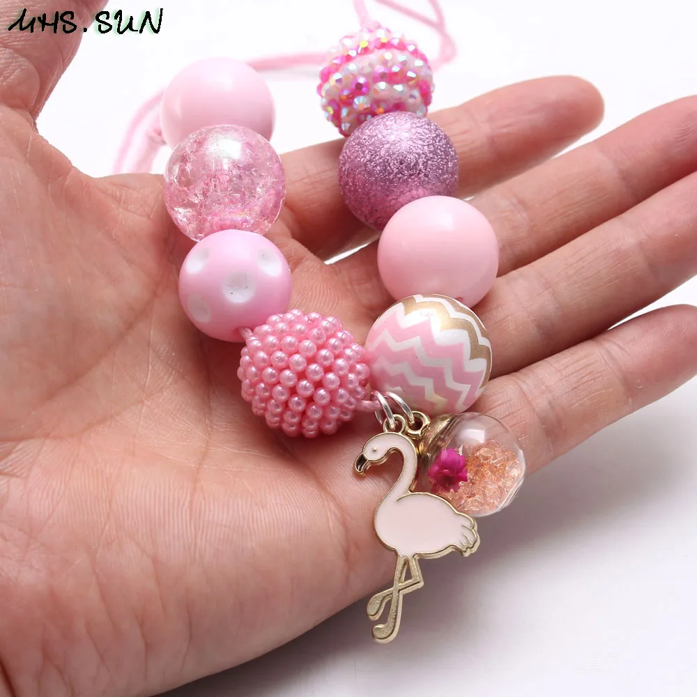 Ожерелье для маленьких девочек MHS.SUN Детская Подвеска Фламинго Регулируемая