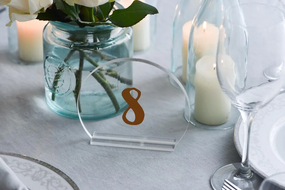 Золотые Печатные чистые акриловые стоячие настольные номера свадебных столов