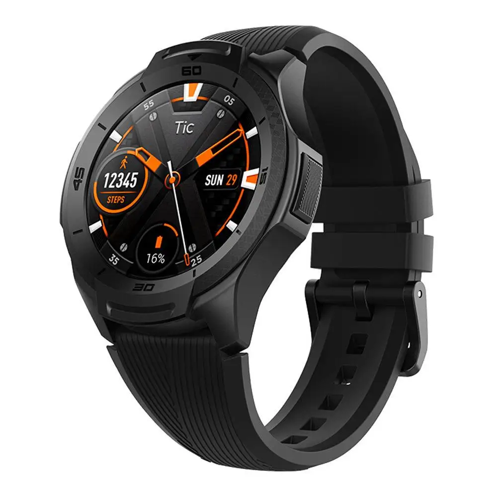 [Сток] Global Ticwatch S2 носить ОС Google Смарт часы Bluetooth wifi 5ATM водонепроницаемые Смарт-часы трекер сердечного ритма здоровья - Цвет: Черный