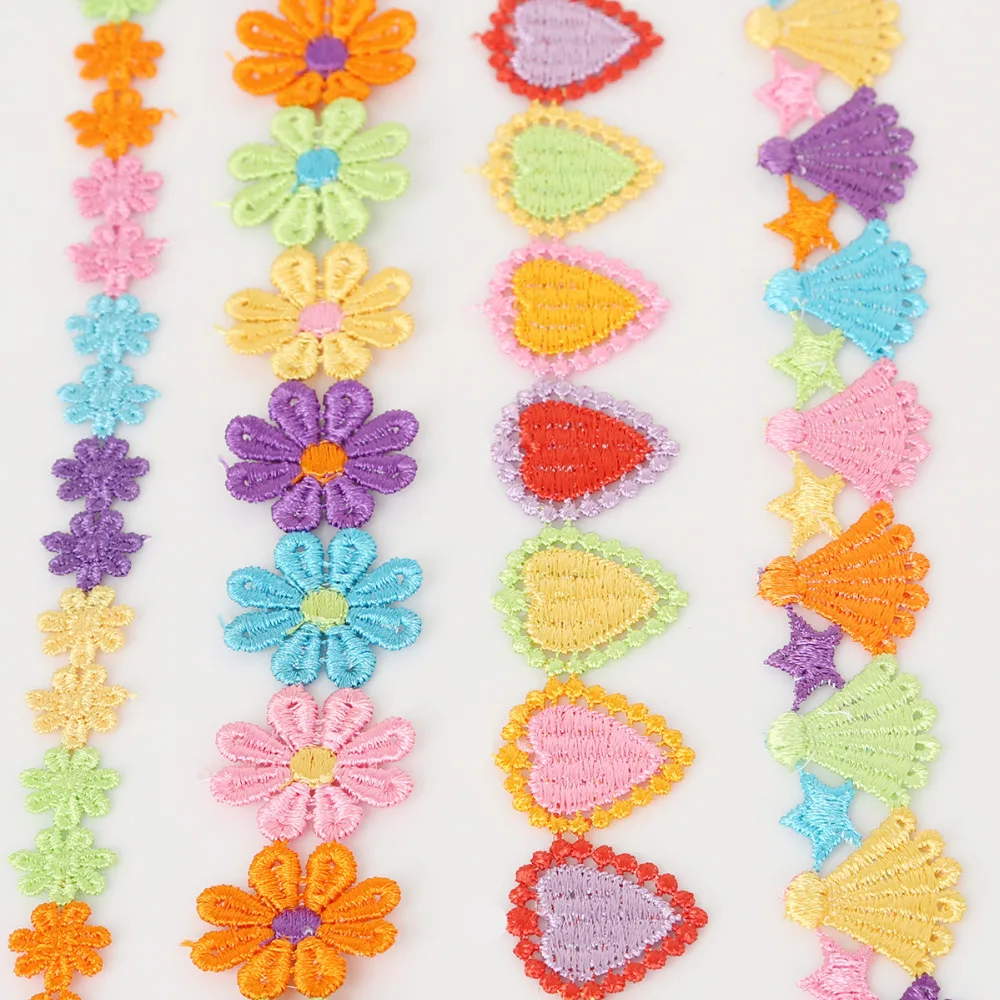 2 ярда многофункциональная вышитая Цветочная кружевная отделка ткань для