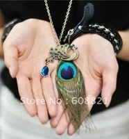Модное перо павлина ожерелья для женщин кулоны ювелирных изделий N104 B1.6 ABC |
