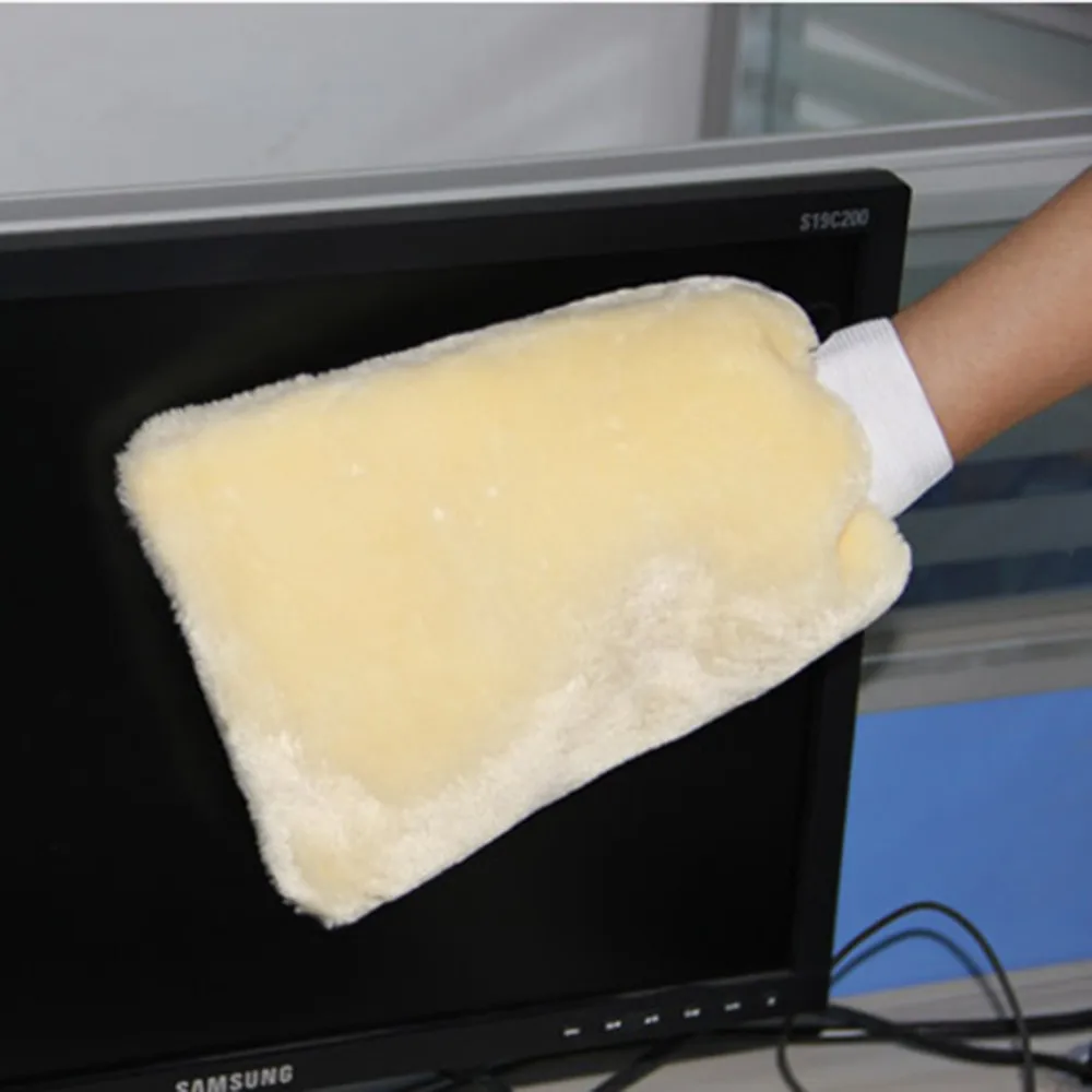 Useful Microfibre Mitt Car Wash Washing Cleaning Glove Polishing Shampoo Duster Cloth Care Brush Bisque 25x16.6cm | Автомобили и