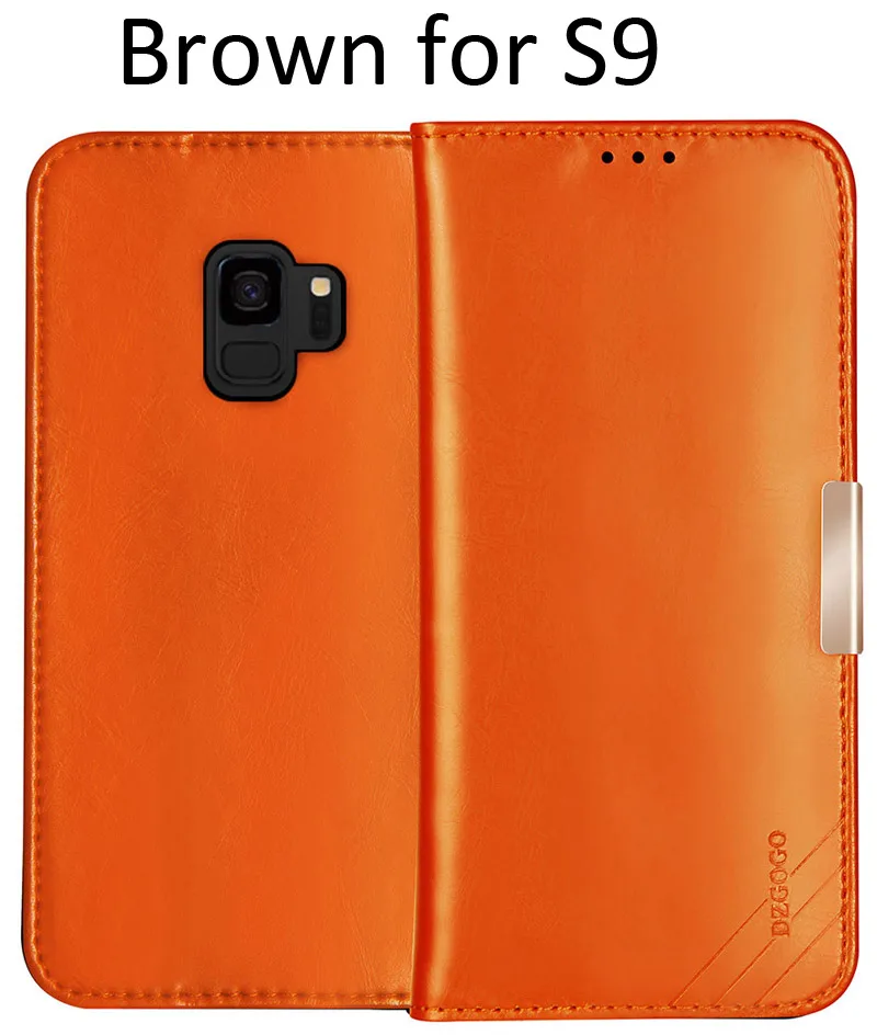 Brown DZGOGO чехол из натуральной коровьей кожи для samsung Galaxy S9 Plus роскошный Магнитный чехол-кошелек - Цвет: Brown