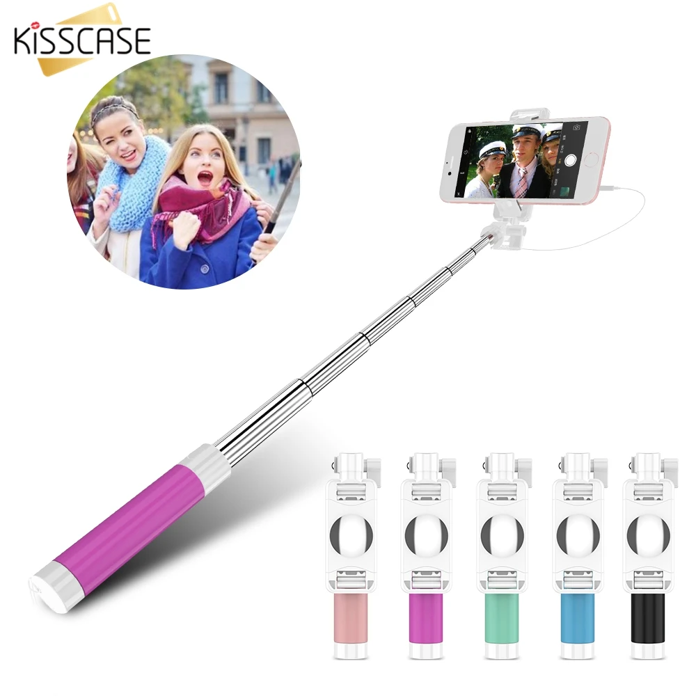 KISSCASE универсальные палки для селфи iPhone 7 8 6s Plus X XR XS Max мини складной штатив