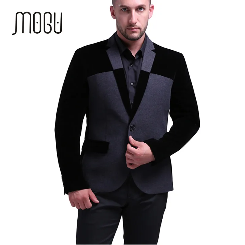 Мужской шерстяной Блейзер MOGU приталенный дизайнерский пиджак контрастного