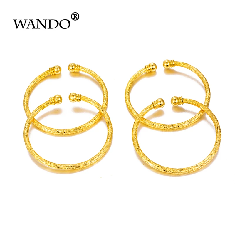 

WANDO 4pcs/lot can open Gold Bangle forBaby/Kids Gold Dubai Bride Wedding Ethiopian Bracelet Africa Bangle Arab Jewelry b77
