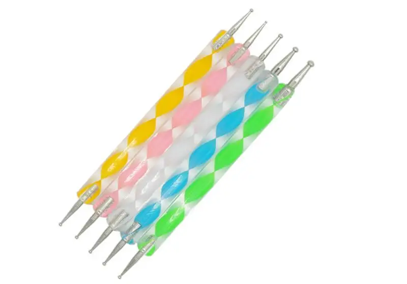 3pcs 2 Side Dotting Pen Marbleizing Tools Picker Wax Pencil Crystal Nail Art Dot Set Color Painting Picking Manicure | Красота и