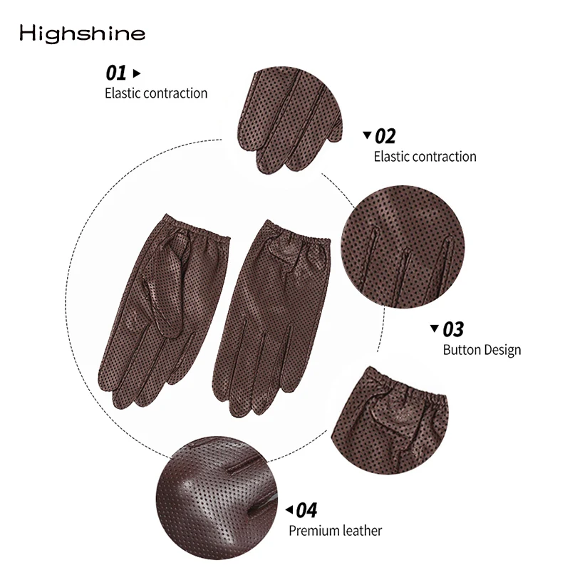 HIGHSHINE перчатки из натуральной кожи мужские зимние с сенсорным экраном из овчины мужские перчатки дышащие сетчатые для вождения автомобиля ... (art.: 7b114db92) - 7b114db92