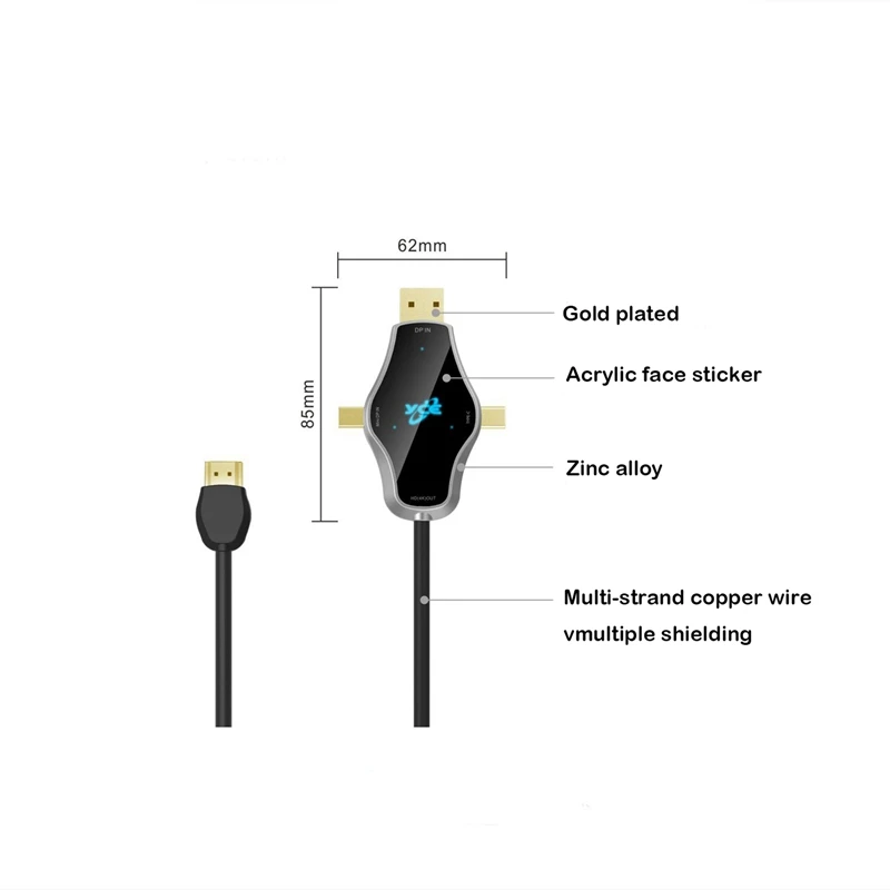 Многофункциональный конвертер 3 в 1 поддерживает 4K Usb3.1 Type C + Dp Mini на выход сигнала