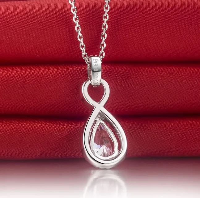 

2CT Perfect Pear Shape Women fine Diamond Pendant Necklace Bridal Wedding Engagement Water Drop Pendants With Long Chain