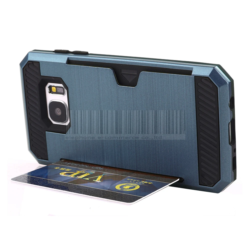 Mix Color Dual Layer Shockproof Hybrid Brush Card holder Back Case Cover For Samsung Galaxy S7 G930 G9300 With Films+Stylus |