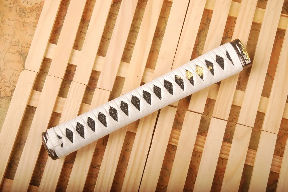 Тонкая прямая ручка Tsuka для японского меча катана белый шелк Ito Имитация Черного