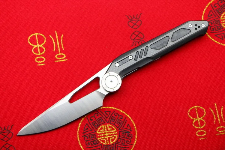 black LOVOCOO NOC DG-04 Складной нож 440C Лезвие G10+ ручка из углеродного волокна Кемпинг Охота Открытый выживания Кухонные Ножи EDC инструменты - Цвет: black