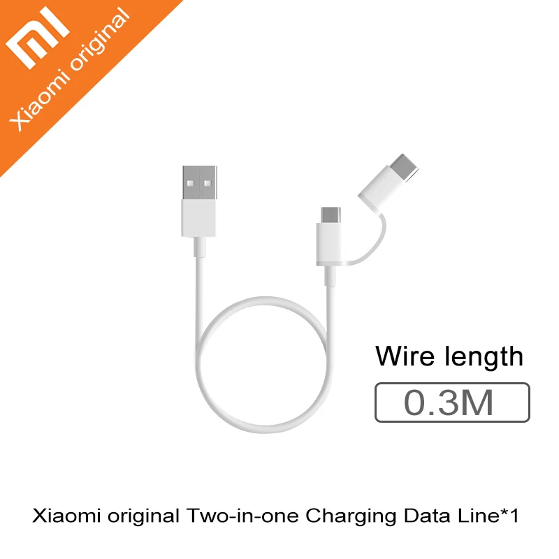 Xiaomi2in1cable 0.3M Xiaomi 18 Вт быстро автомобильное зарядное устройство белый светодиодный подскажите светильник мобильный телефон зарядное устройство для быстрой зарядки с двумя выходными портами USB быстрое зарядное устройство для автомобильного зарядного устройства - Цвет: Xiaomi2in1cable 0.3M